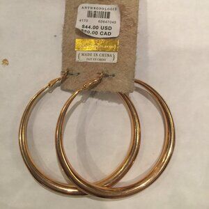 ANTHROPOLOGIE Gradual GOLD large HOOP EARRING 2" Diameter